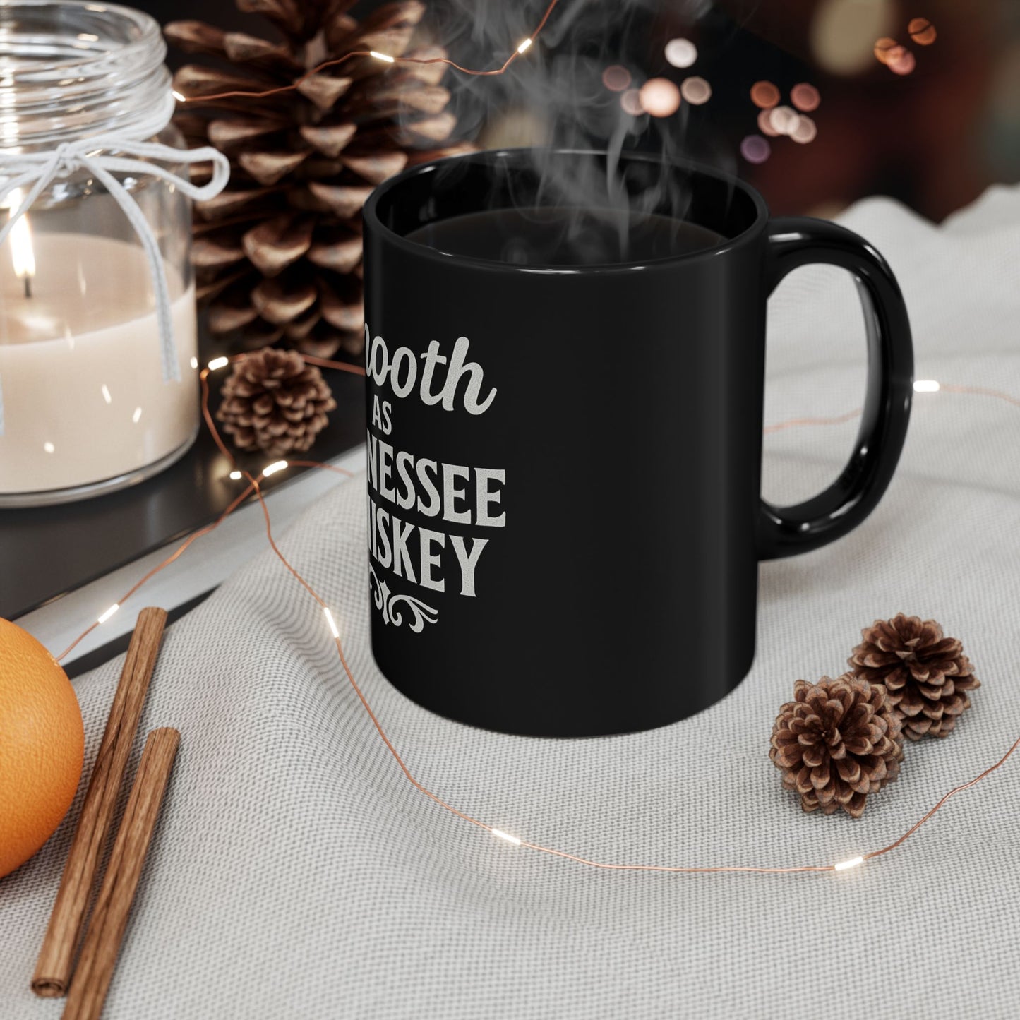 "Smooth as Tennessee Whiskey" Mug - Black Coffee Cup for Whiskey Lovers, New