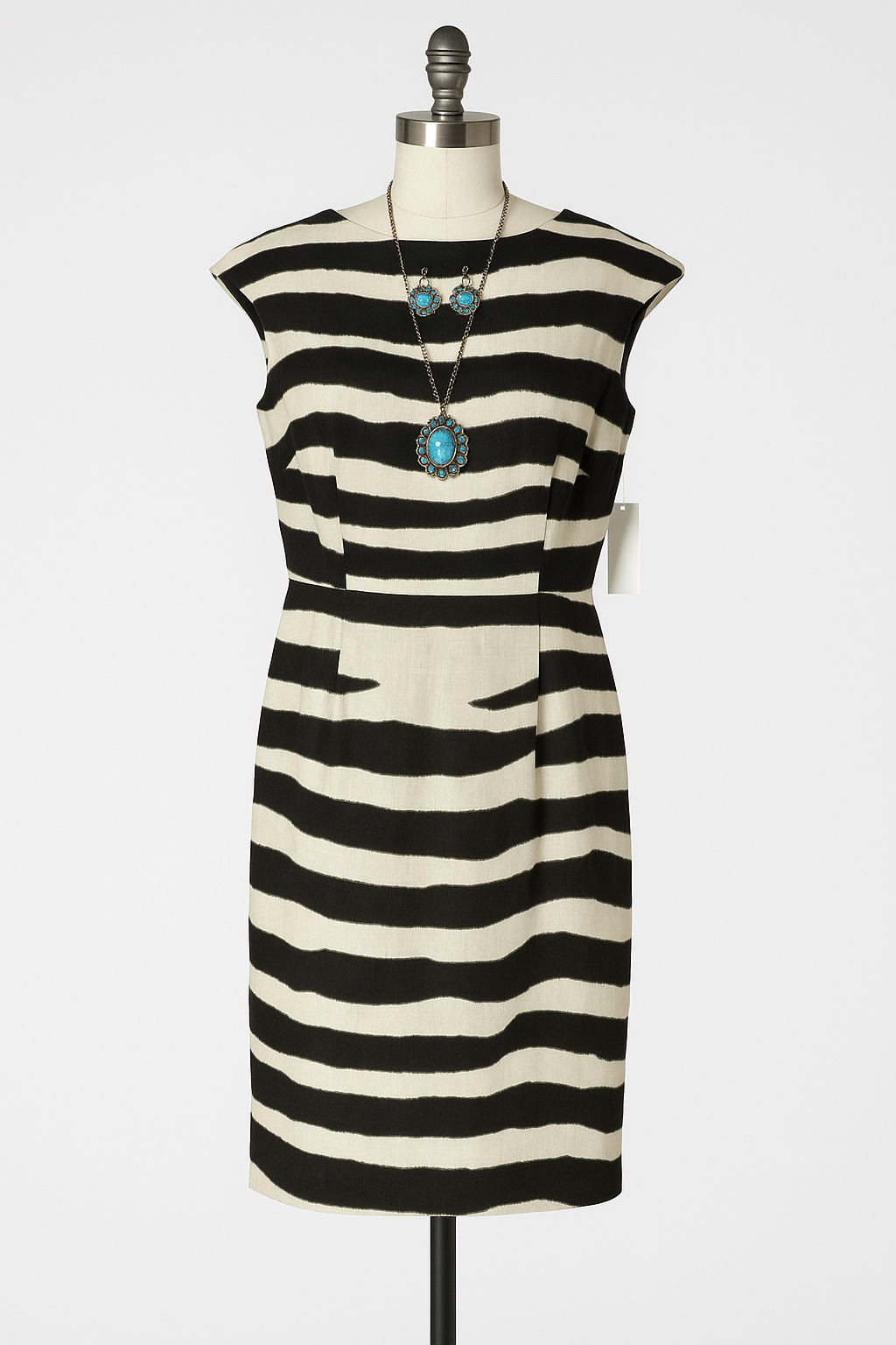 Banana Republic Linen Zebra Sheath Dress, Size 2, Pre-Owned