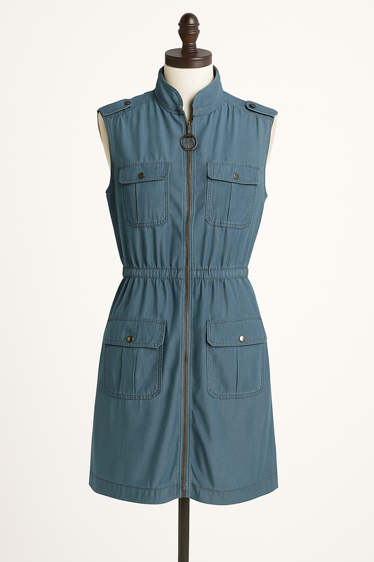 M by Marled Sleeveless Utility Denim Dress, Size M, Pre-Owned