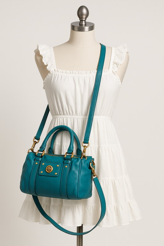Marc Jacobs Aqua Blue Leather 2-Way Handbag/Purse/Shoulder Bag, Pre-Owned