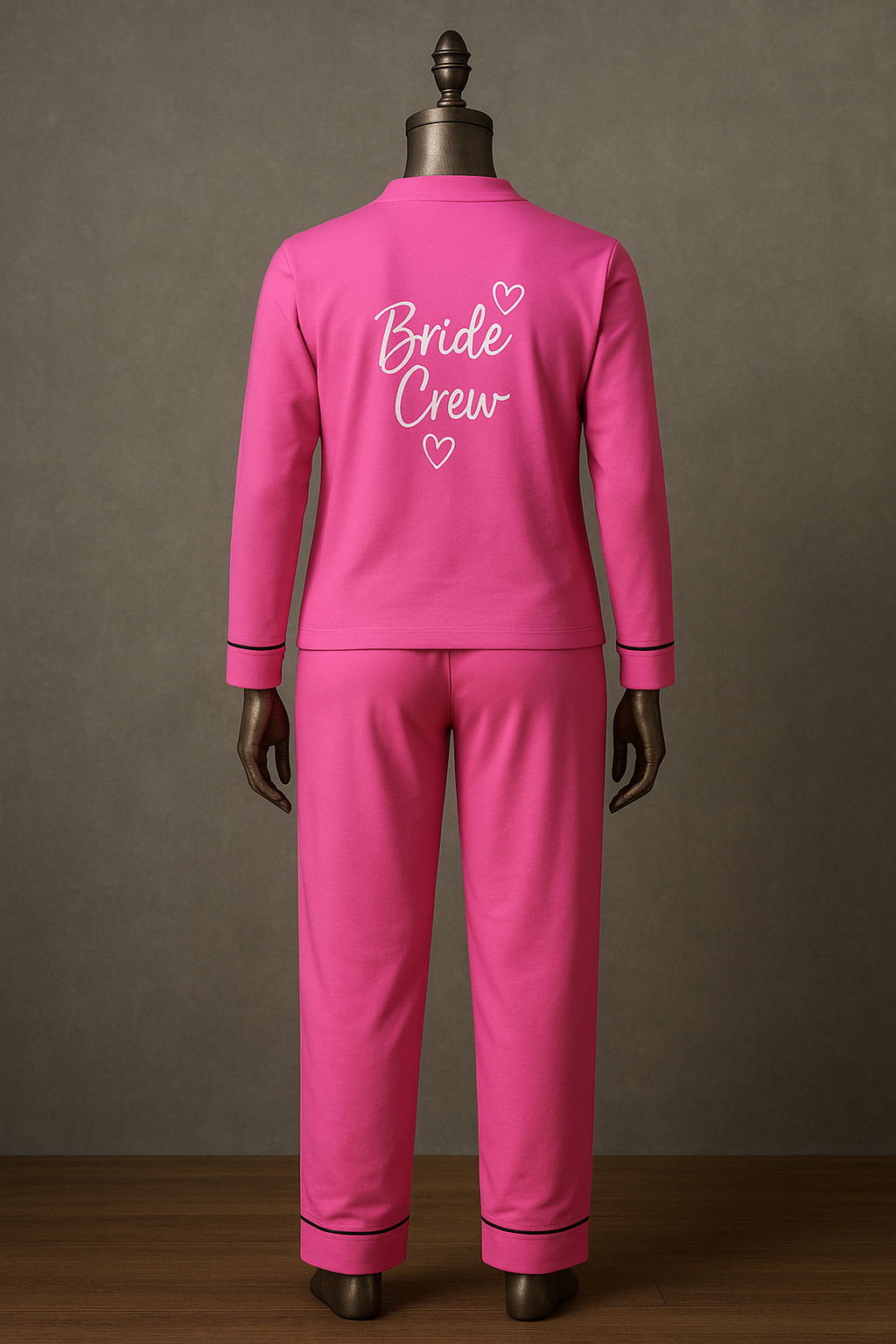 Vintage Pink Satin Pajamas for Women, Bridal Crew Lounge Set, New