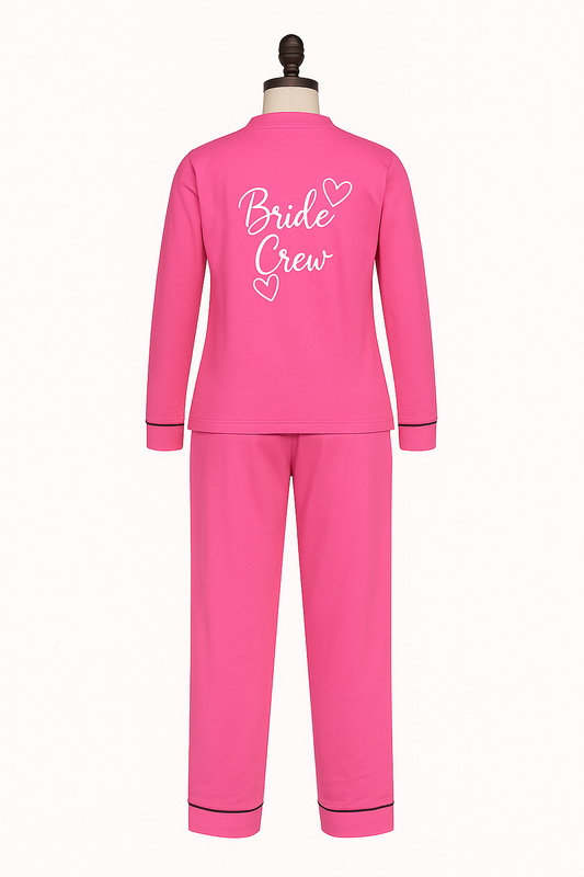Vintage Pink Satin Pajamas for Women, Bridal Crew Lounge Set, New