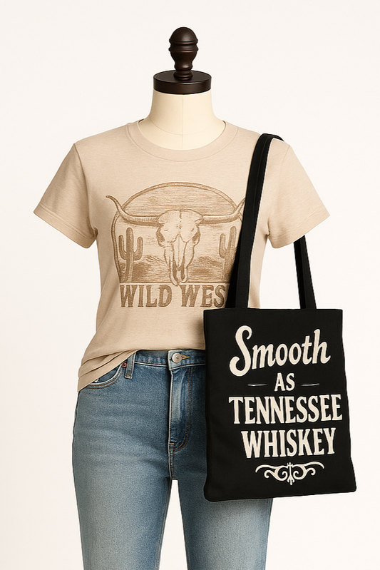"Smooth As Tennessee Whiskey" Tote Bag - 13 x 13, Reusable Bag for Whiskey Lovers, New