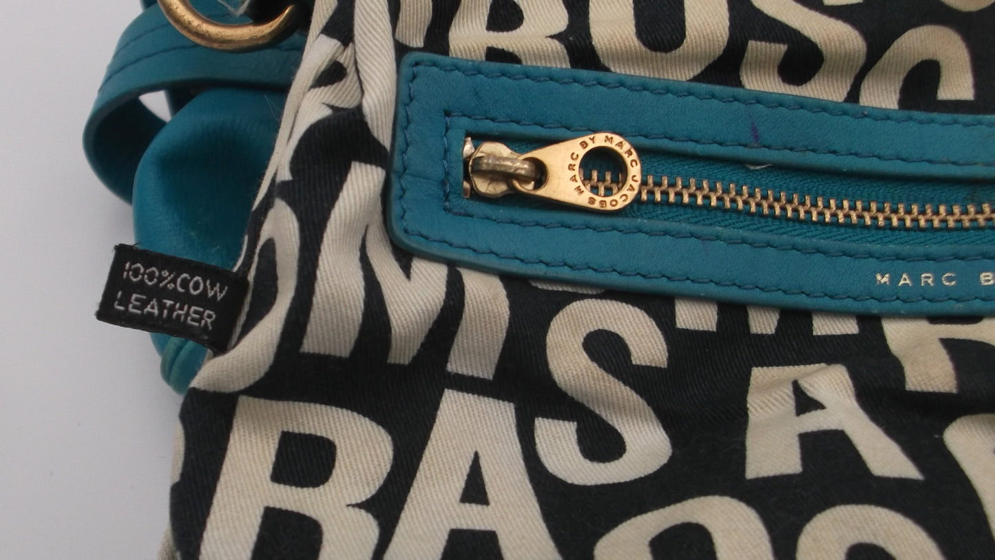 Marc Jacobs Aqua Blue Leather 2-Way Handbag/Purse/Shoulder Bag, Pre-Owned