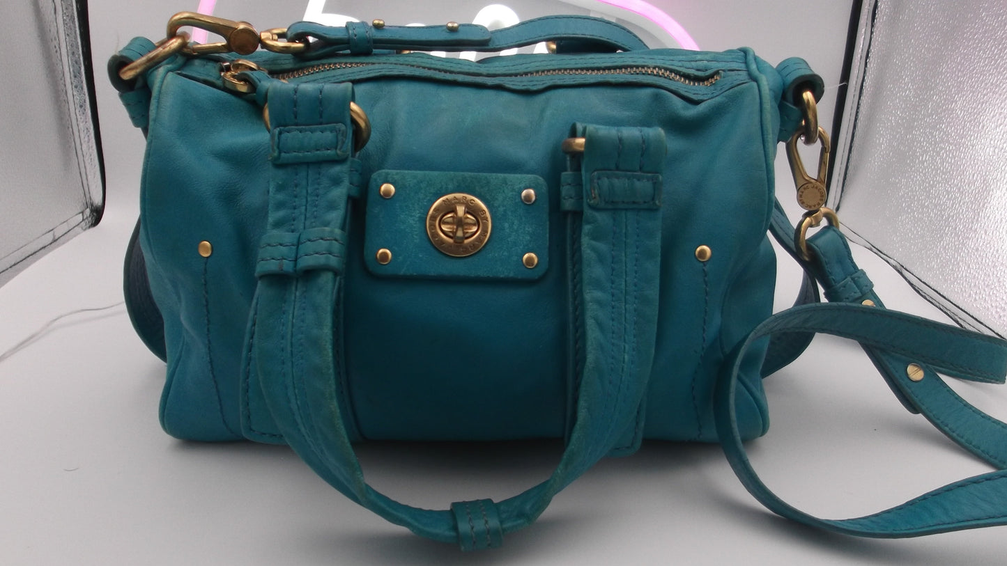 Marc Jacobs Aqua Blue Leather 2-Way Handbag/Purse/Shoulder Bag, Pre-Owned