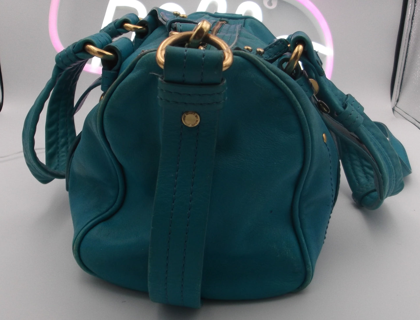 Marc Jacobs Aqua Blue Leather 2-Way Handbag/Purse/Shoulder Bag, Pre-Owned