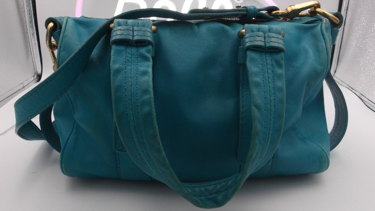 Marc Jacobs Aqua Blue Leather 2-Way Handbag/Purse/Shoulder Bag, Pre-Owned