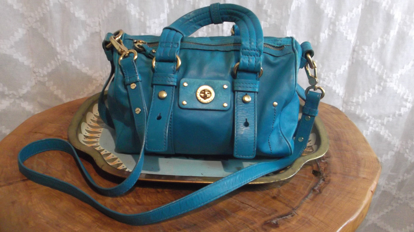 Marc Jacobs Aqua Blue Leather 2-Way Handbag/Purse/Shoulder Bag, Pre-Owned