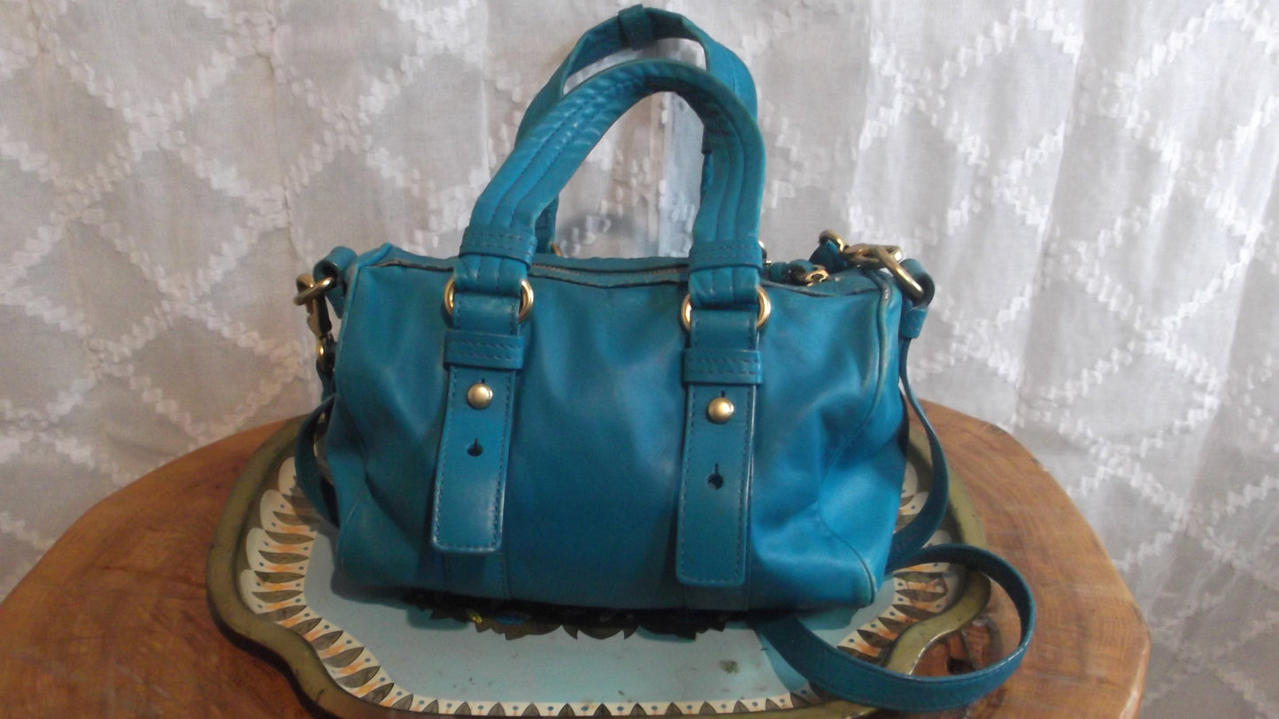 Marc Jacobs Aqua Blue Leather 2-Way Handbag/Purse/Shoulder Bag, Pre-Owned