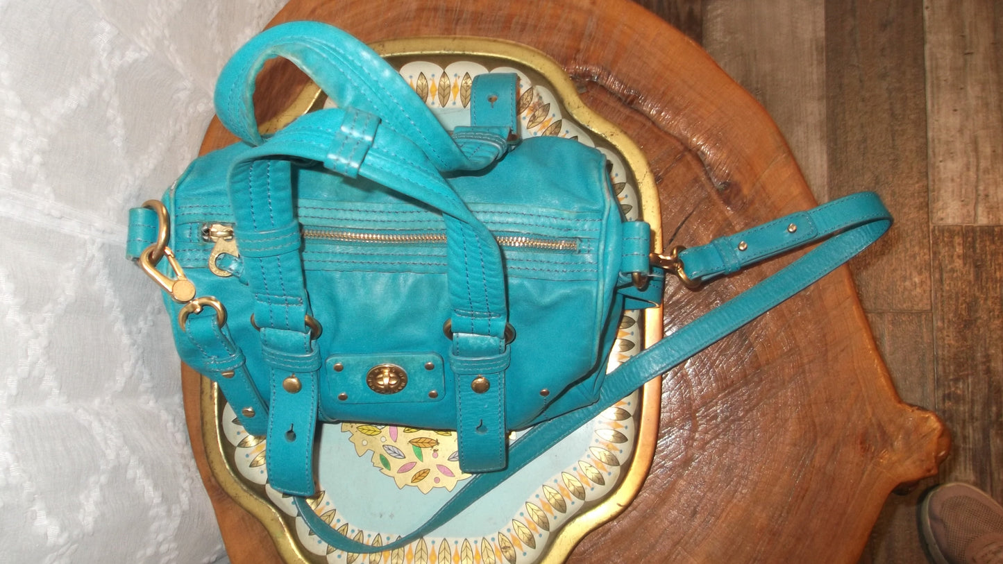 Marc Jacobs Aqua Blue Leather 2-Way Handbag/Purse/Shoulder Bag, Pre-Owned