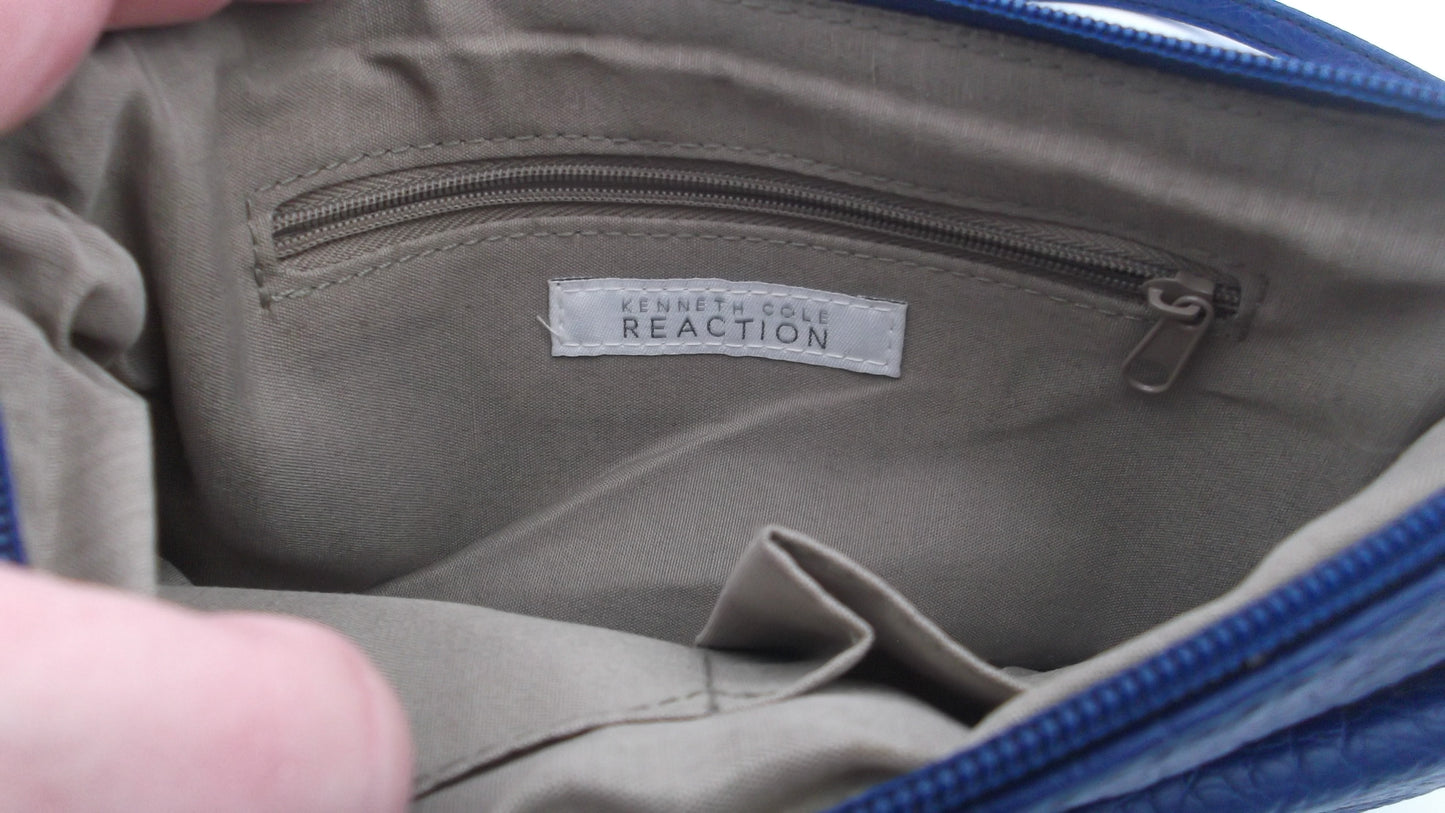 Kenneth Cole Reaction Blue Leather Clutch, Pre-Owned