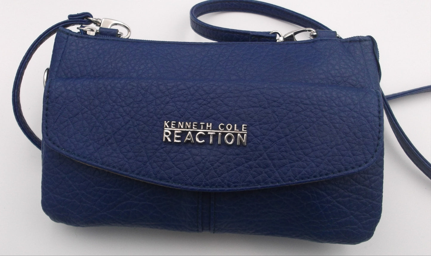 Kenneth Cole Reaction Blue Leather Clutch, Pre-Owned