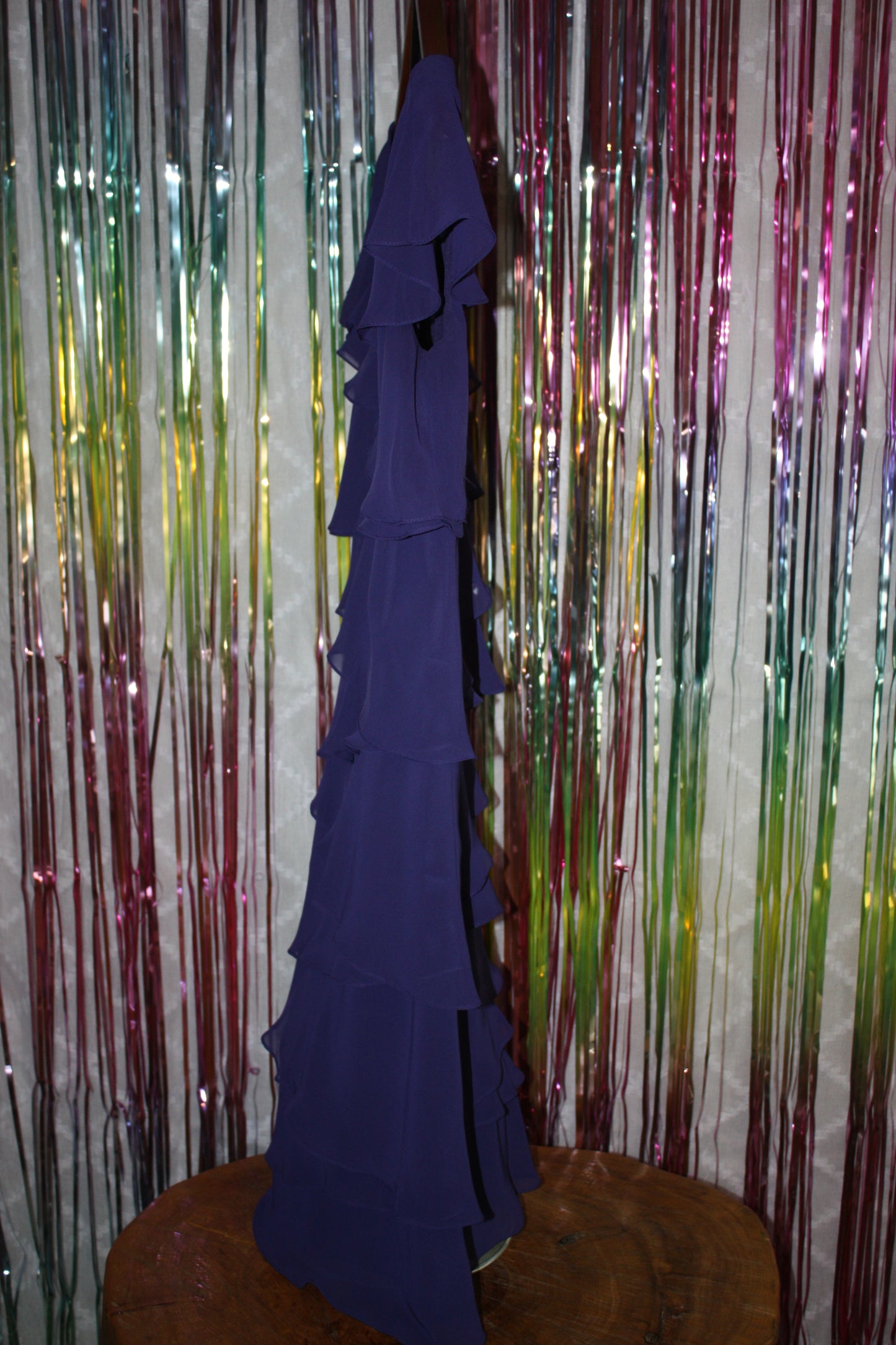 D'Albert Purple Ruffle Tiered Cocktail Dress, One-Shoulder, Size 6, Pre-Owned