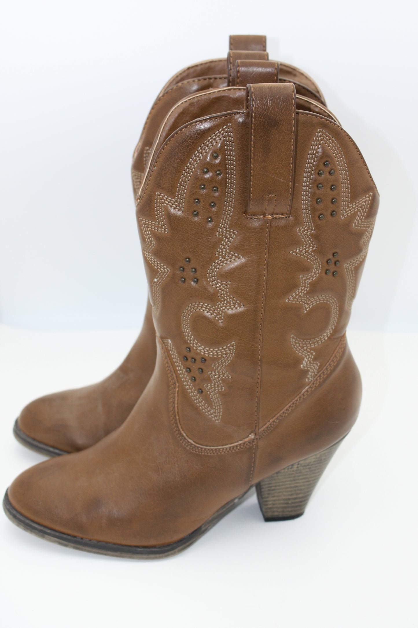 Mia 'Remi' Tan Heeled Western/ Cowgirl Boots, Women's, Size 8M, Pre-Owned