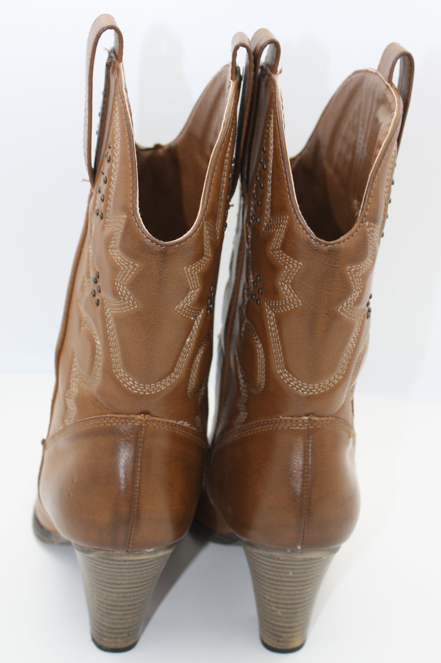 Mia 'Remi' Tan Heeled Western/ Cowgirl Boots, Women's, Size 8M, Pre-Owned