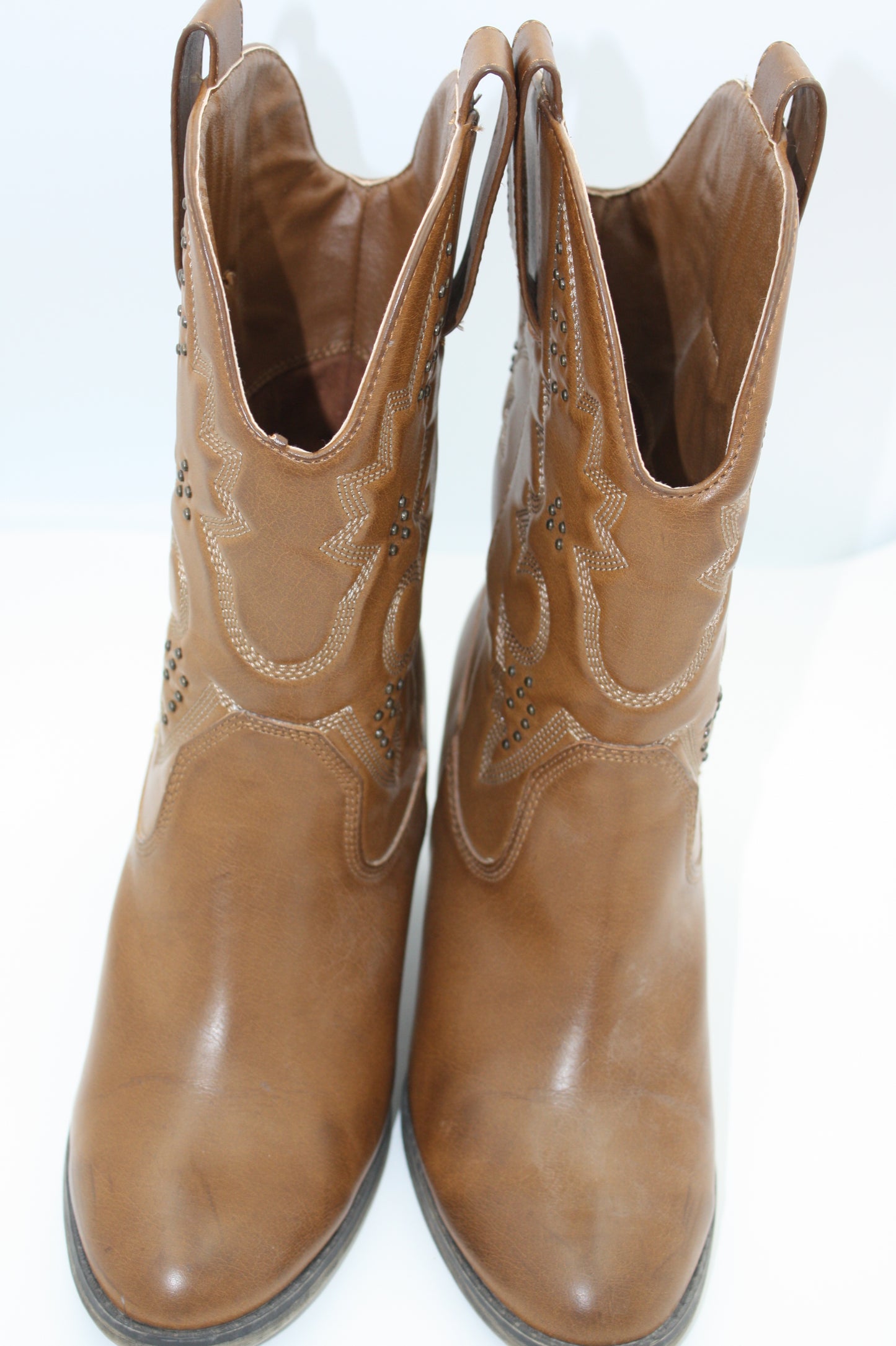 Mia 'Remi' Tan Heeled Western/ Cowgirl Boots, Women's, Size 8M, Pre-Owned