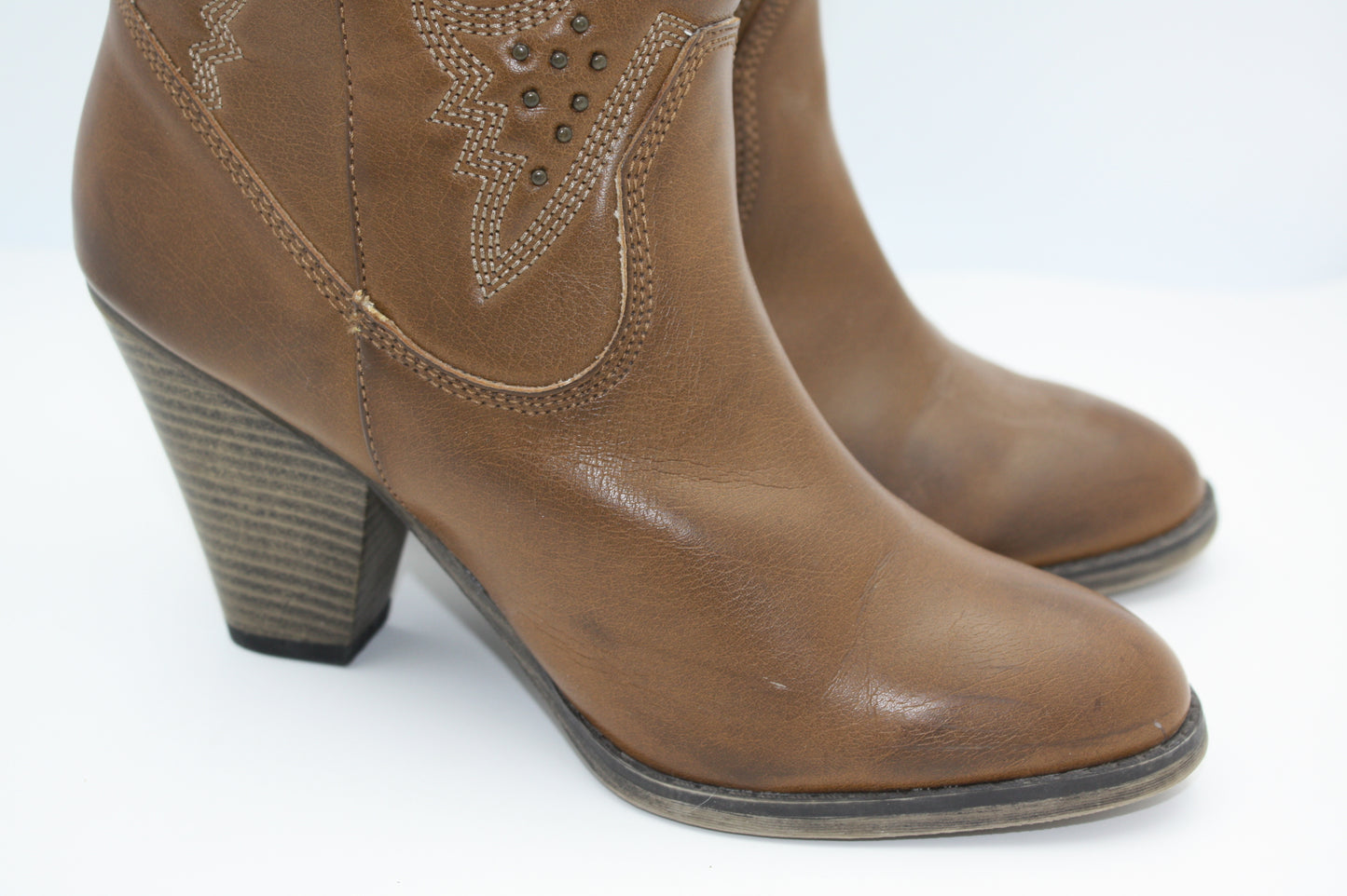 Mia 'Remi' Tan Heeled Western/ Cowgirl Boots, Women's, Size 8M, Pre-Owned