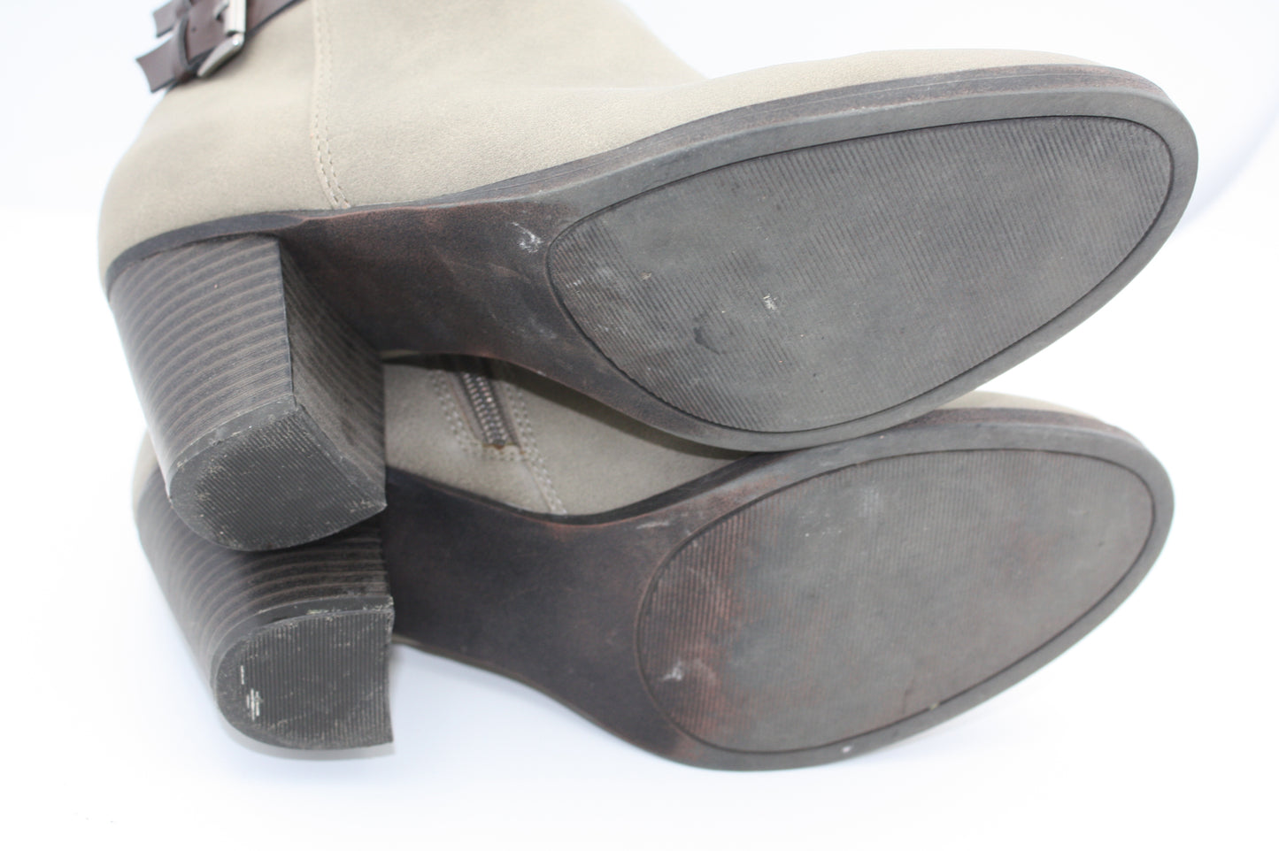 Sugar Ellie Ankle Boot, Chunky Heel Double Buckle Nubuck, Women’s Size 8.5 M, Pre-Owned