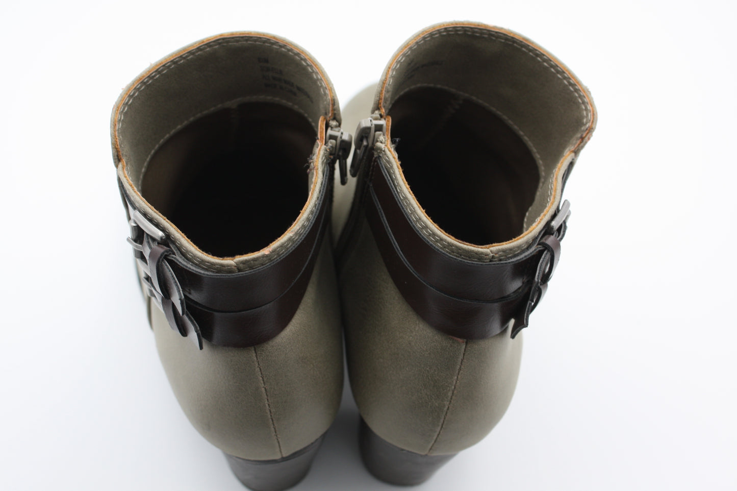 Sugar Ellie Ankle Boot, Chunky Heel Double Buckle Nubuck, Women’s Size 8.5 M, Pre-Owned