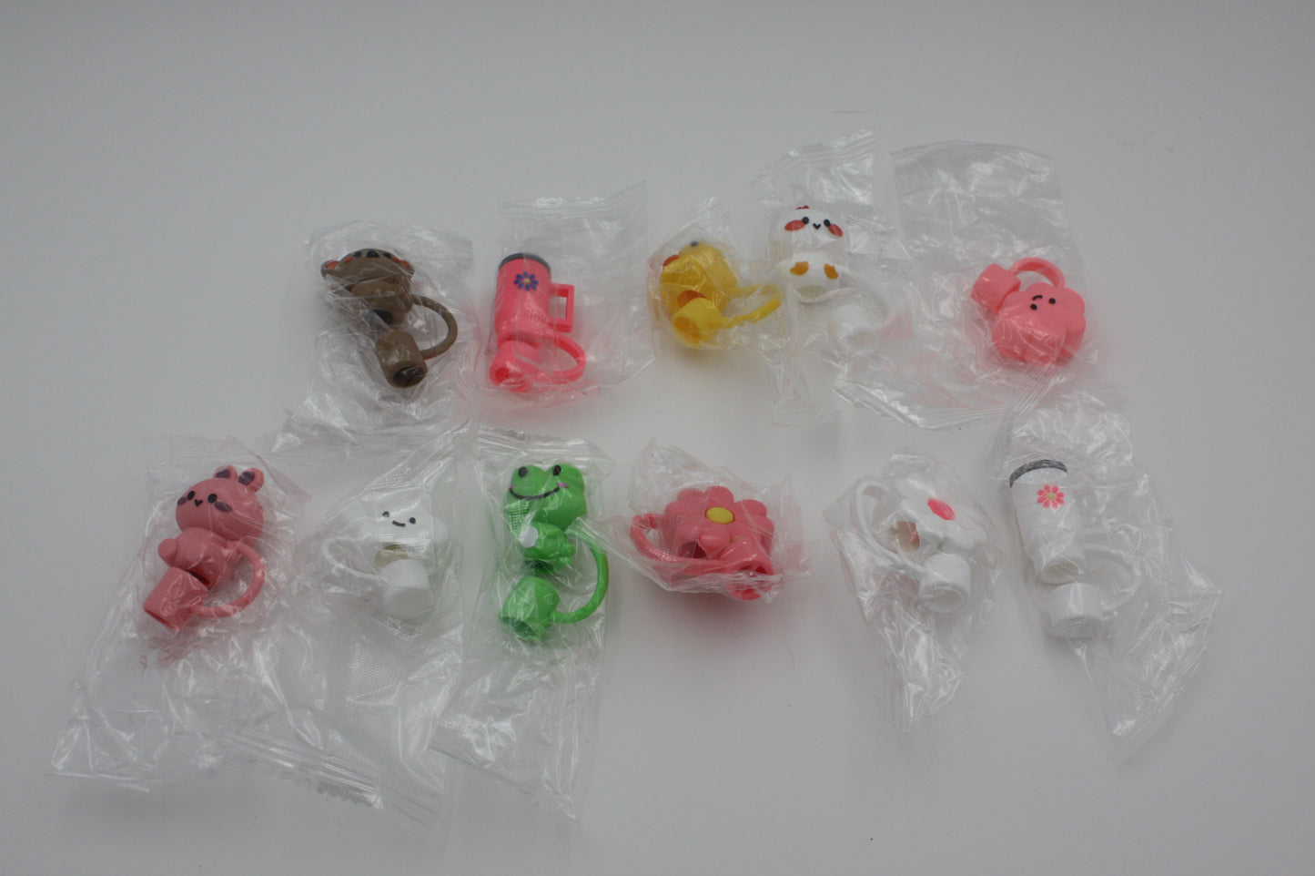 Whimsical Straw Toppers – Set of 11 Silicone Covers, New