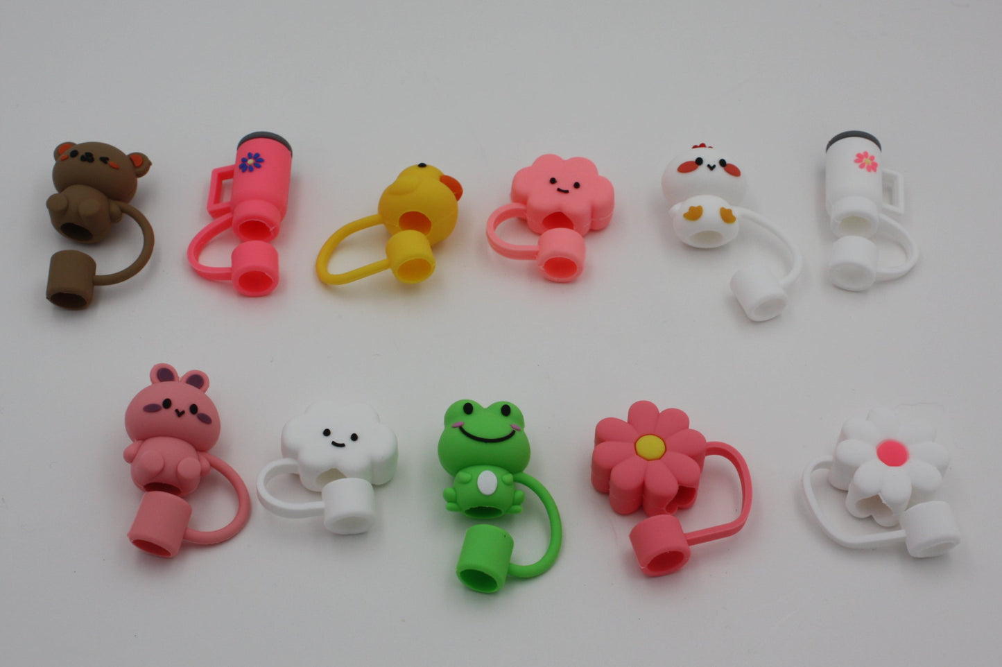 Whimsical Straw Toppers – Set of 11 Silicone Covers, New