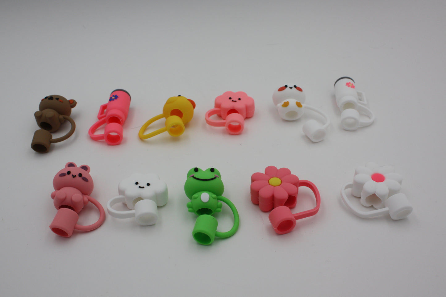 Whimsical Straw Toppers – Set of 11 Silicone Covers, New