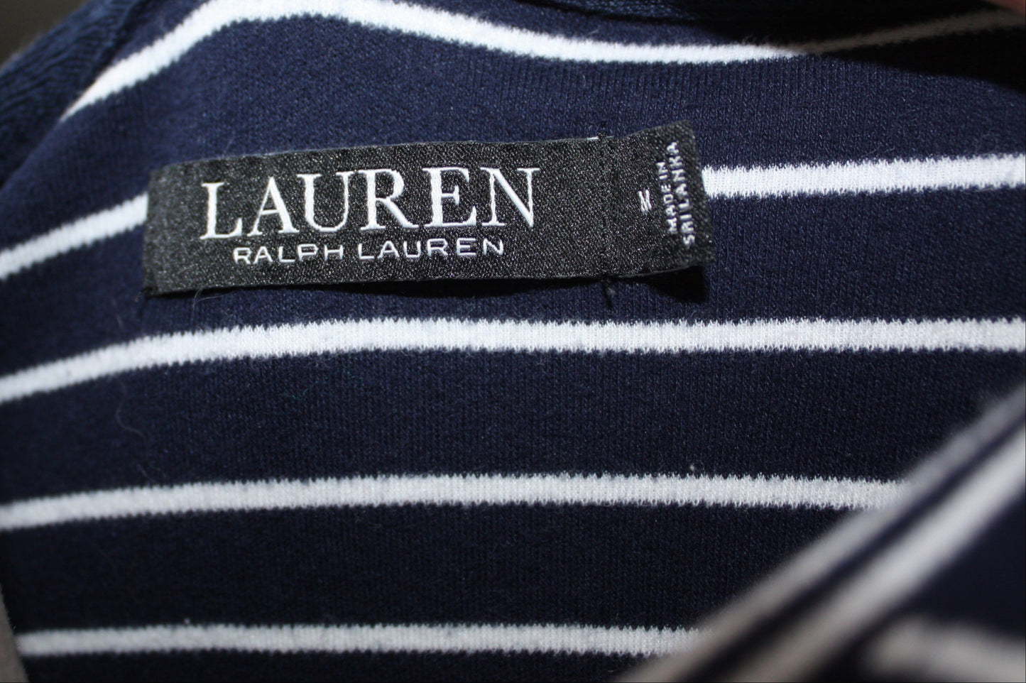 Ralph Lauren Navy & White Striped Tee, Women's, Size M, Pre-Owned