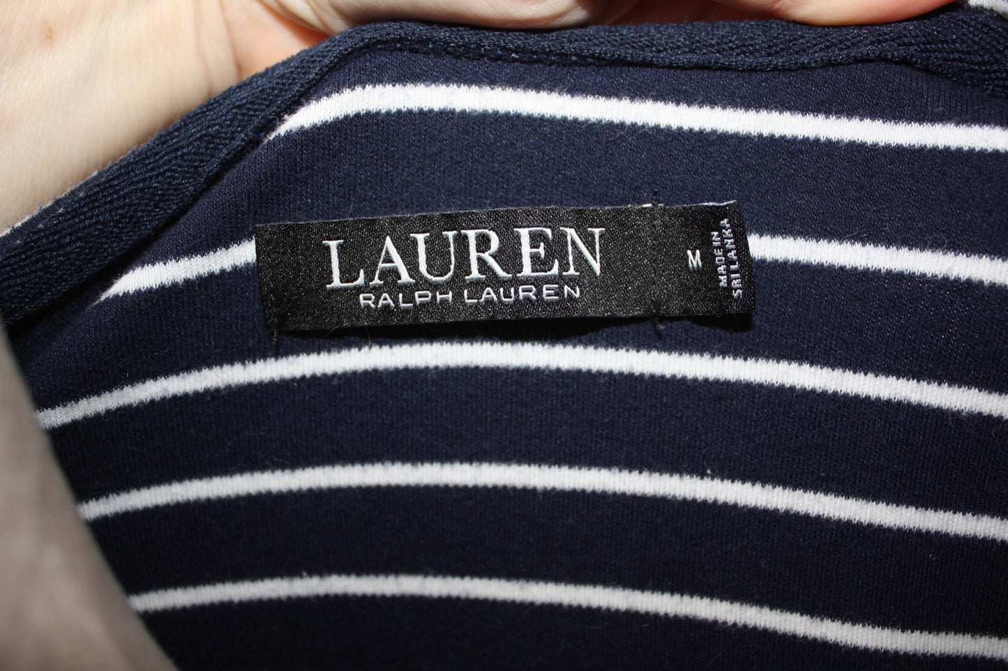 Ralph Lauren Navy & White Striped Tee, Women's, Size M, Pre-Owned