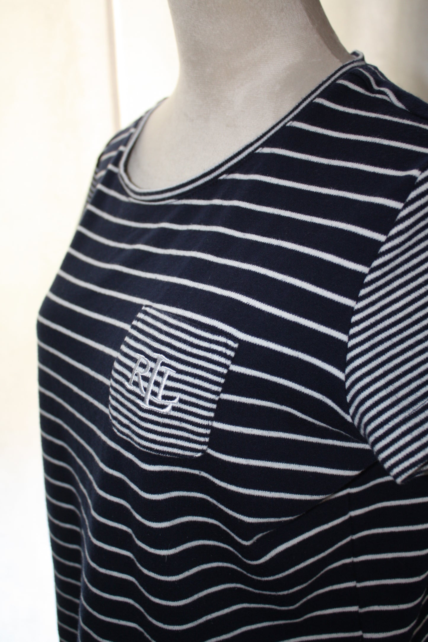 Ralph Lauren Navy & White Striped Tee, Women's, Size M, Pre-Owned