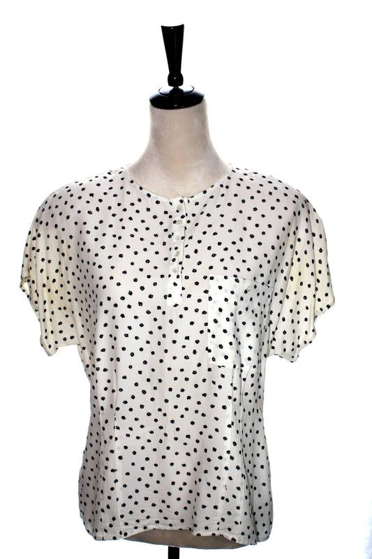 Liz Claiborne Vintage Polka Dot Rayon Blouse, Women's, Size 8, Pre-Owned