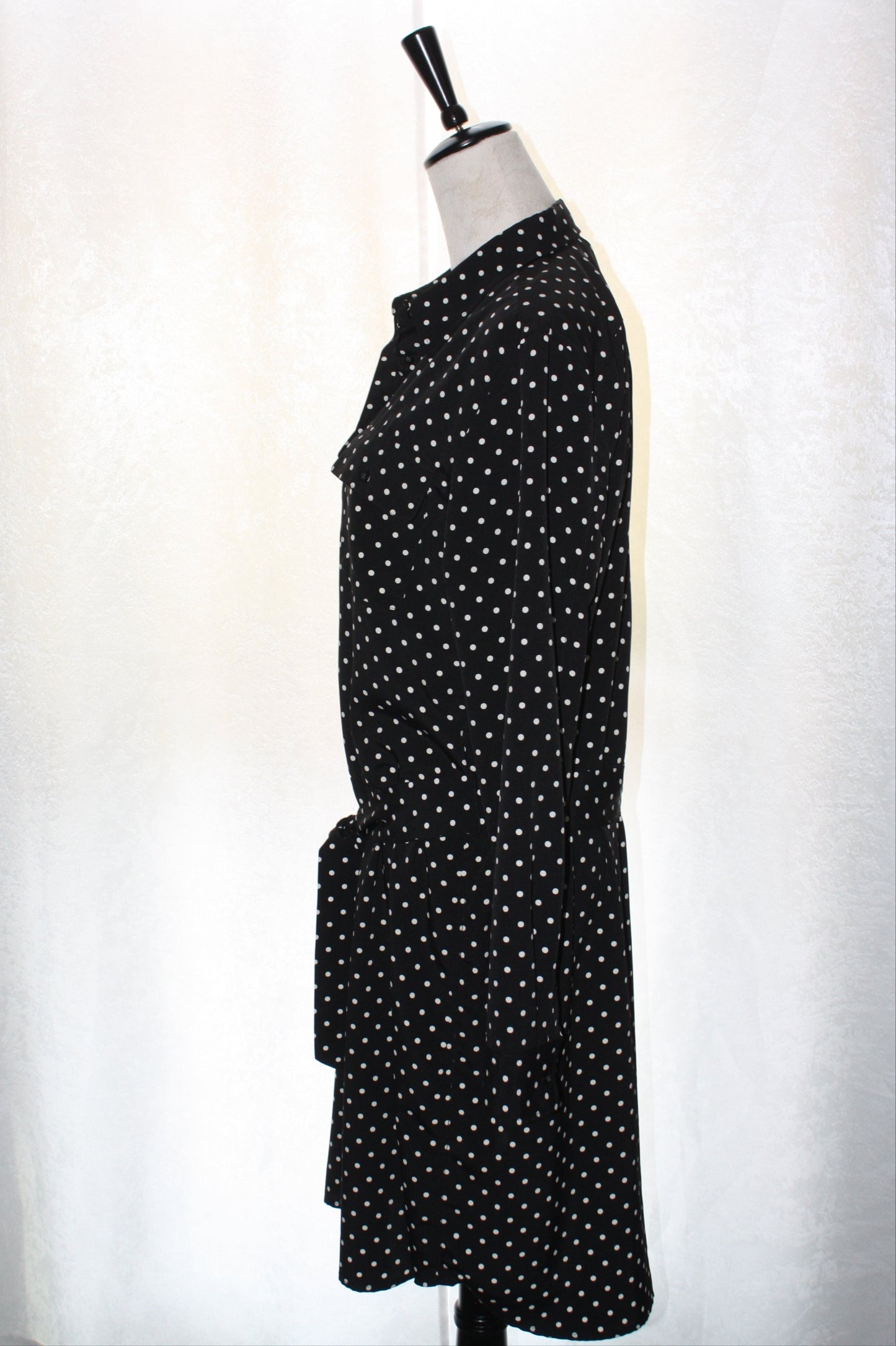 Ralph Lauren Black Polka Dot Shirt Dress, Women's, Size 14, Pre-Owned