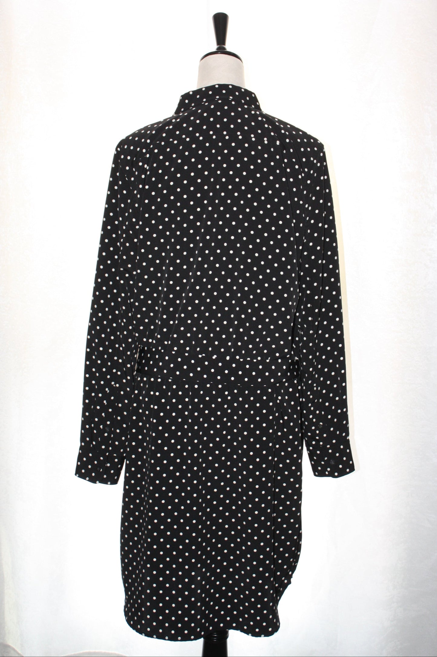 Ralph Lauren Black Polka Dot Shirt Dress, Women's, Size 14, Pre-Owned