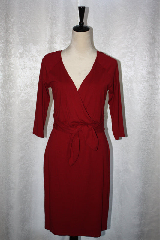 Ann Taylor Red Faux Wrap Dress, Women's, Size 6, Pre-Owned