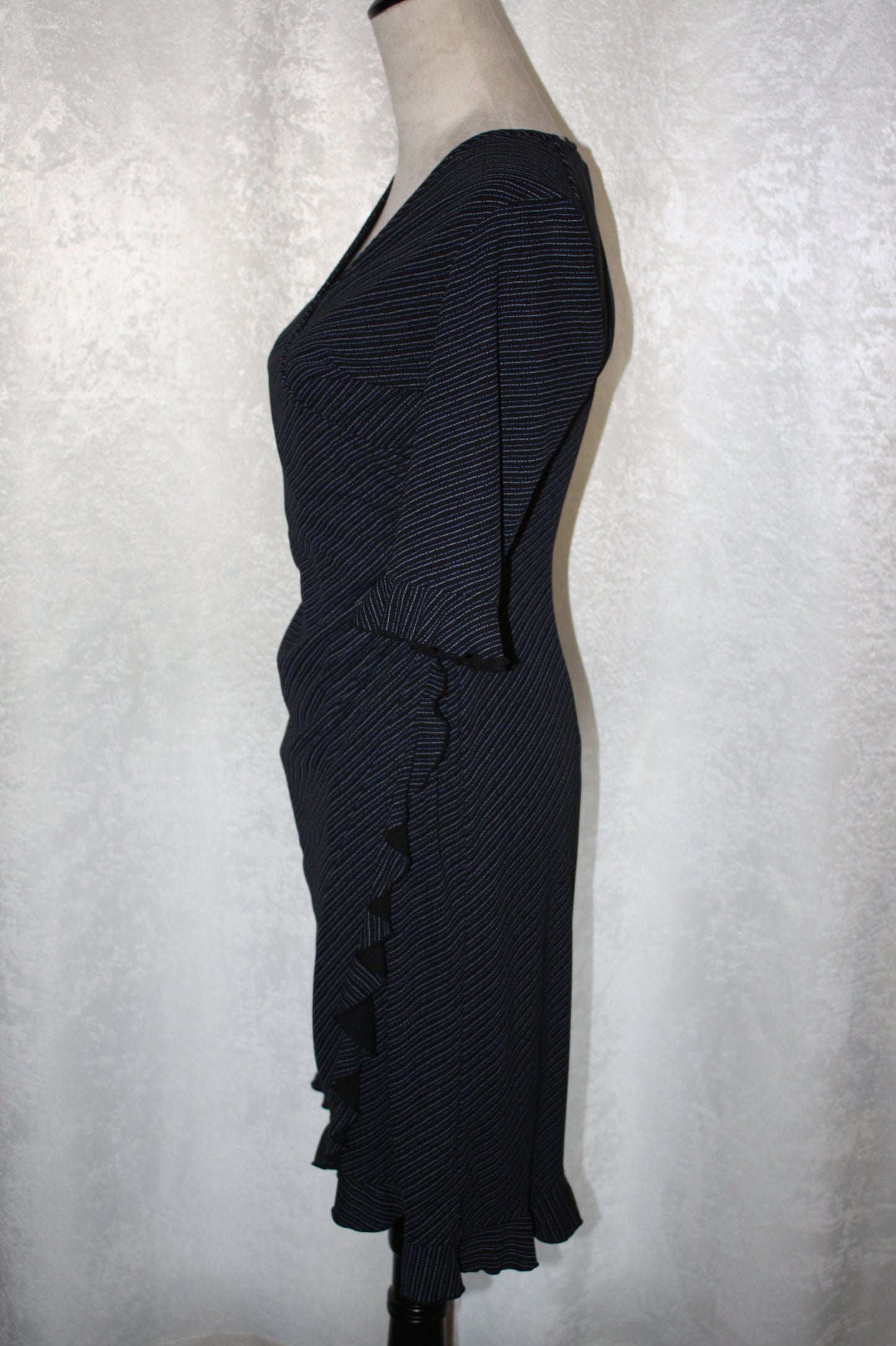 Express, Classic Navy & White Ruffle Wrap Dress, Women's, Size 7/8, Size M, Pre-Owned