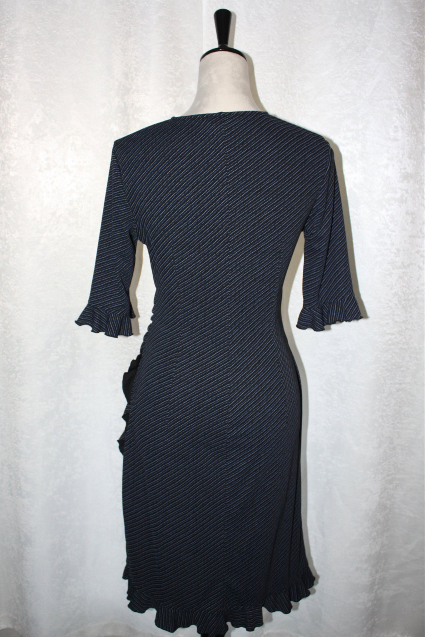 Express, Classic Navy & White Ruffle Wrap Dress, Women's, Size 7/8, Size M, Pre-Owned