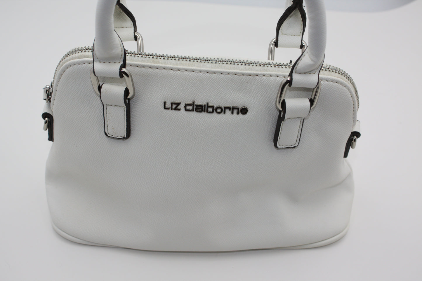 Liz Claiborne White Mini Satchel Handbag, Pre-Owned