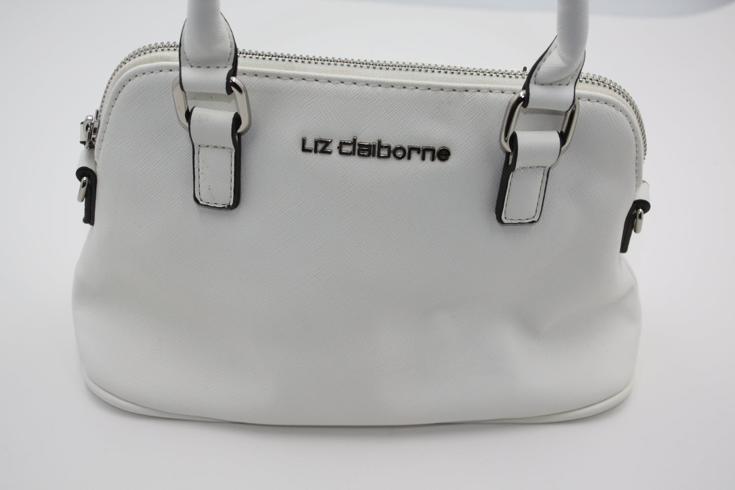 Liz Claiborne White Mini Satchel Handbag, Pre-Owned
