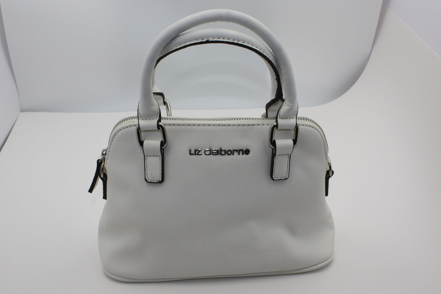 Liz Claiborne White Mini Satchel Handbag, Pre-Owned