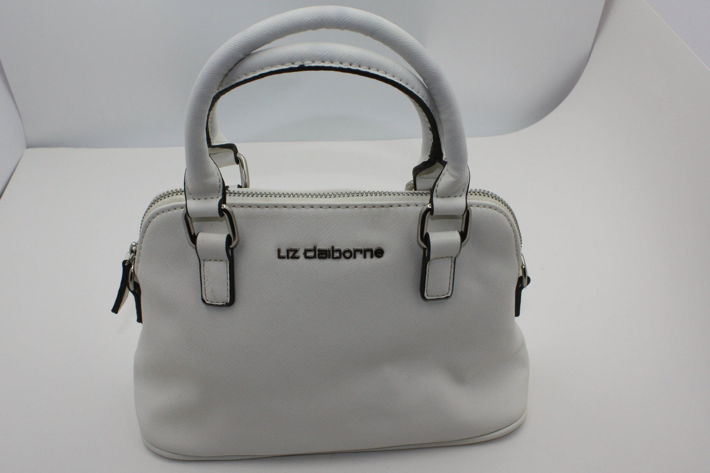 Liz Claiborne White Mini Satchel Handbag, Pre-Owned