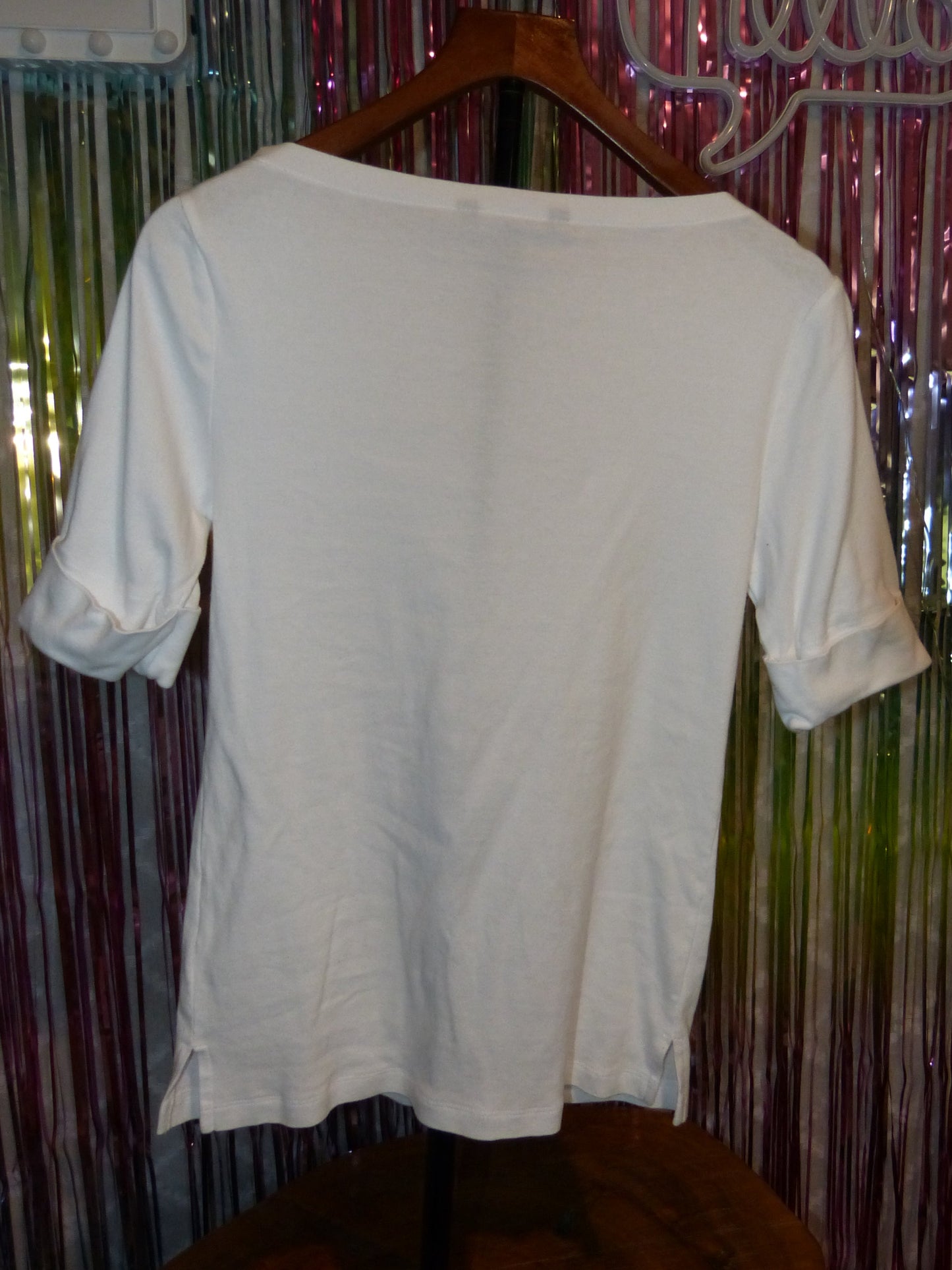 Ralph Lauren White Elbow-Sleeve Top, Size S, Pre-Owned