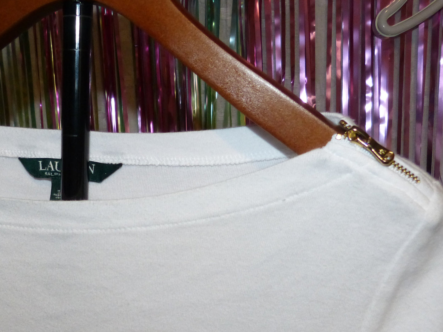 Ralph Lauren White Elbow-Sleeve Top, Size S, Pre-Owned