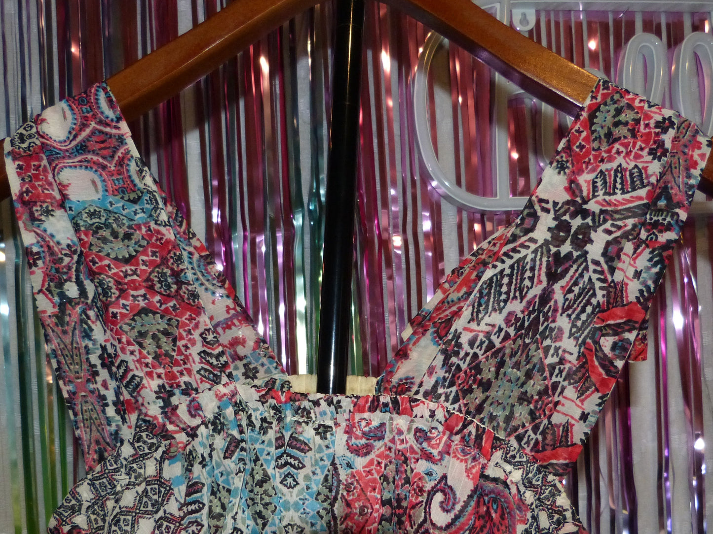 Boho Ruffle Sleeve Paisley Print Dress with Braided Belt, Size M, Pre-Owned