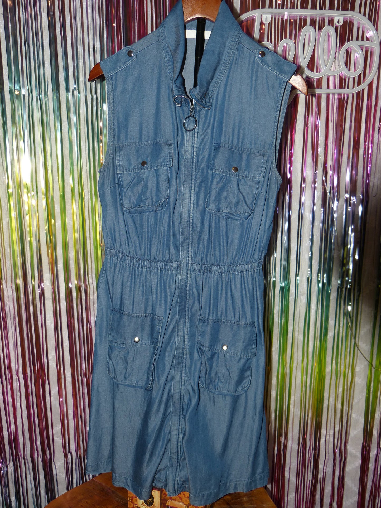 M by Marled Sleeveless Utility Denim Dress, Size M, Pre-Owned