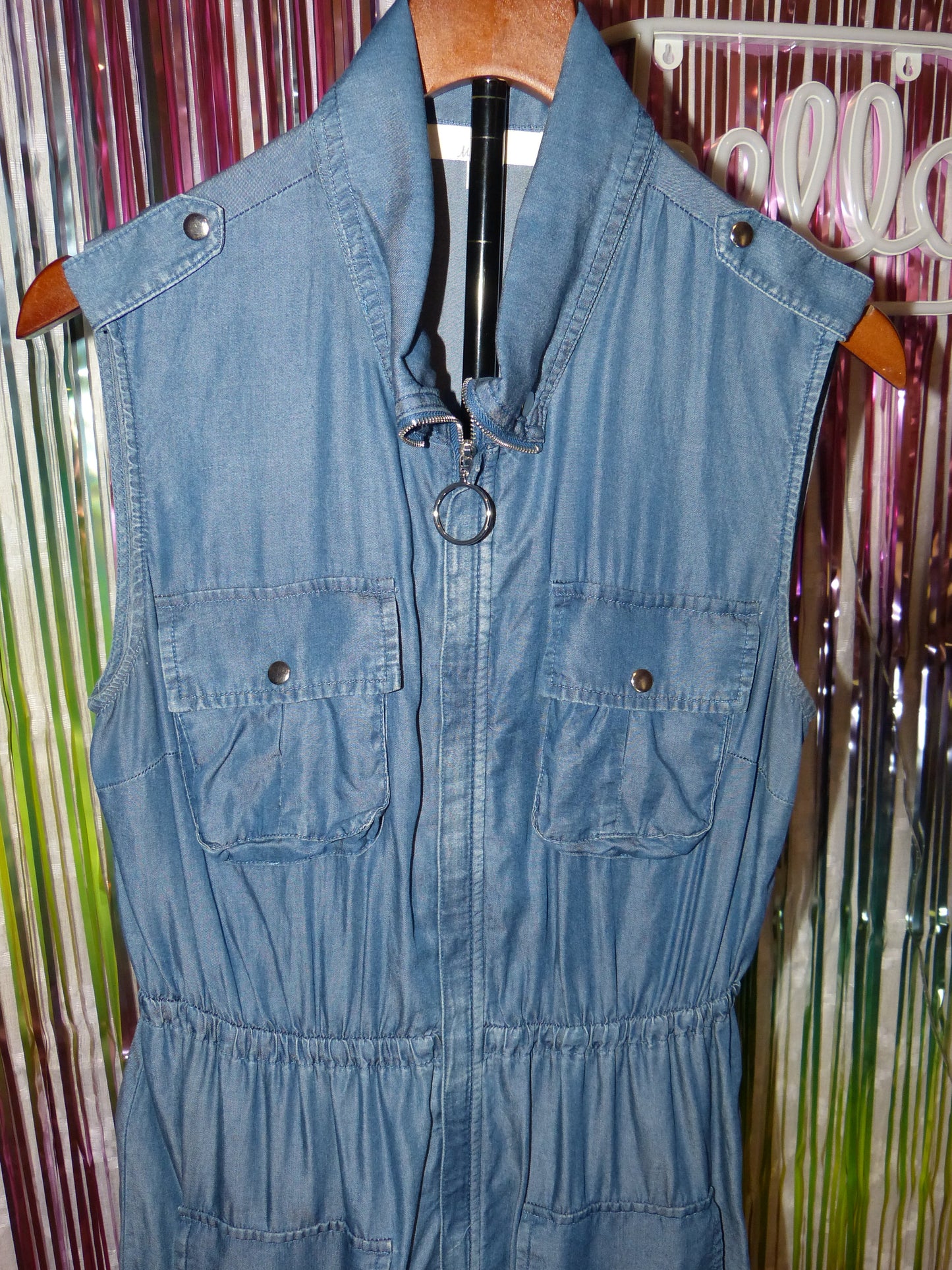 M by Marled Sleeveless Utility Denim Dress, Size M, Pre-Owned