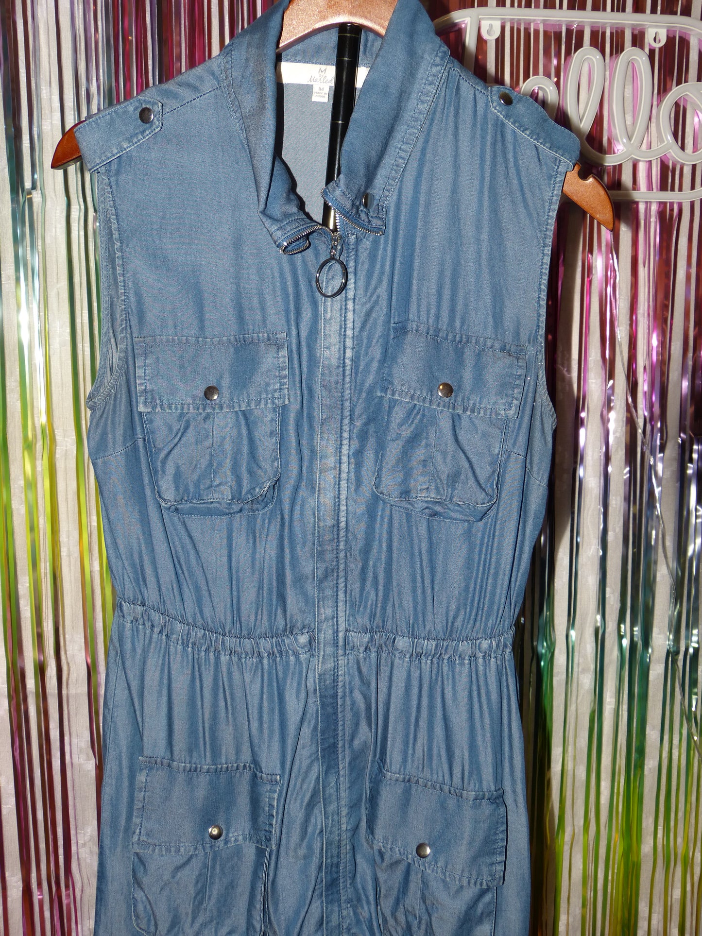 M by Marled Sleeveless Utility Denim Dress, Size M, Pre-Owned