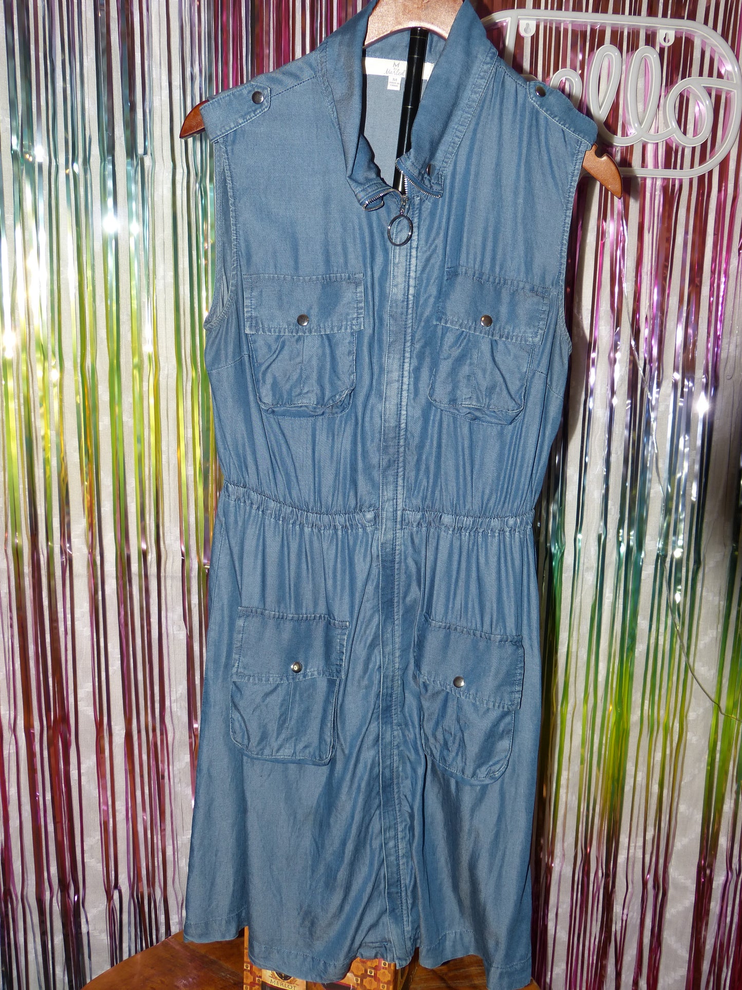 M by Marled Sleeveless Utility Denim Dress, Size M, Pre-Owned