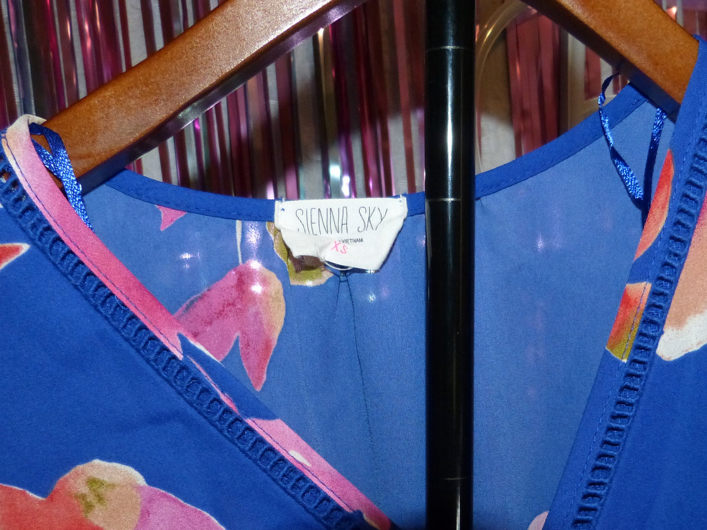 Sienna Sky Royal Blue Floral Wrap Dress, Size XS, Pre-Owned