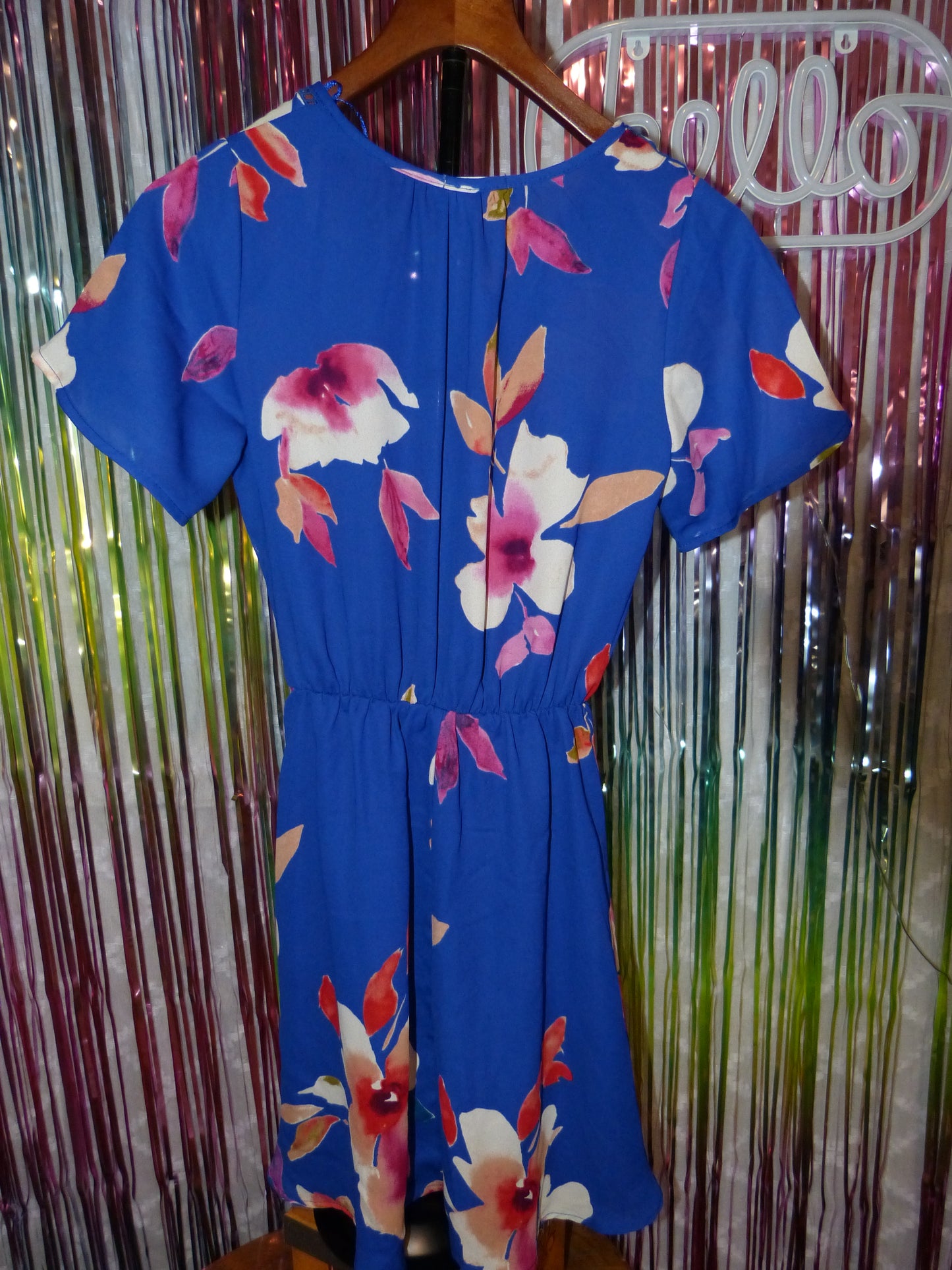 Sienna Sky Royal Blue Floral Wrap Dress, Size XS, Pre-Owned