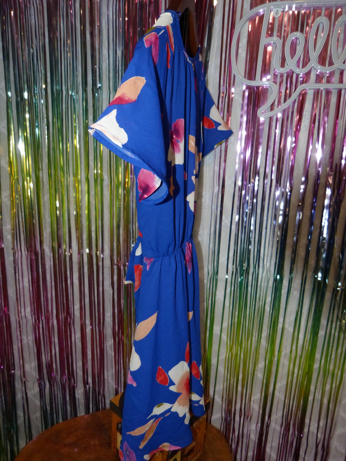 Sienna Sky Royal Blue Floral Wrap Dress, Size XS, Pre-Owned