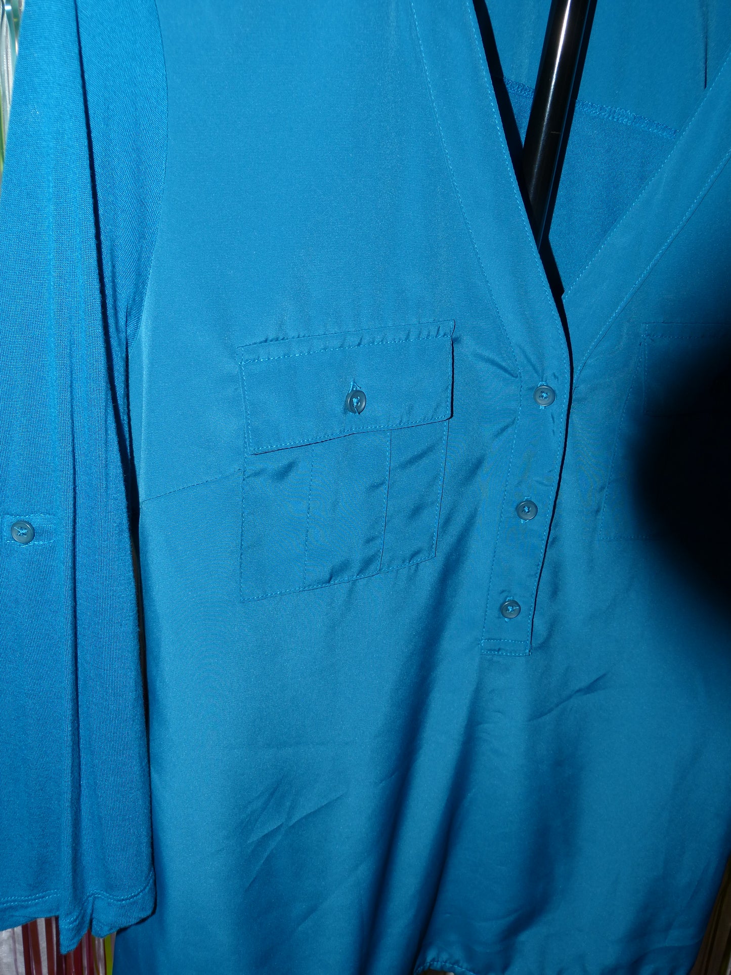 Banana Republic Teal Popover Blouse – Size M, Pre-Owned